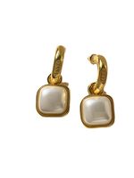 1 Pair Fashion Square Alloy Inlay Pearl Women's Earrings main image 3