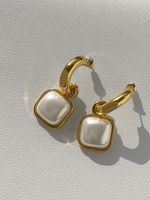 1 Pair Fashion Square Alloy Inlay Pearl Women's Earrings main image 1