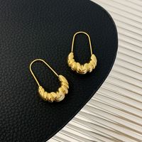 1 Pair Retro Horns Metal Gold Plated Women's Earrings main image 1