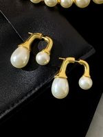1 Pair Fashion Water Droplets Artificial Pearl Alloy Plating Women's Ear Studs main image 4