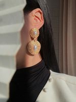 1 Pair Retro Geometric Alloy Plating Inlay Artificial Pearls Women's Drop Earrings main image 3