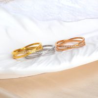 Fashion Solid Color Titanium Steel Inlay Zircon Rings 1 Piece main image 6