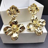 1 Pair Fashion Flower Metal Plating Women's Drop Earrings main image 2
