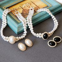 Collar Vintage Con Gemas Blancas Y Perlas Negras sku image 6