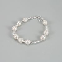 Fashion Oval Silver Beaded Pearl Plating Bracelets 1 Piece main image 1