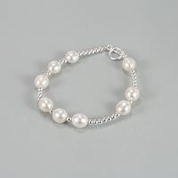 Fashion Oval Silver Beaded Pearl Plating Bracelets 1 Piece sku image 2