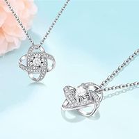 Simple Style Round Stainless Steel Hollow Out Diamond Earrings Necklace main image 1
