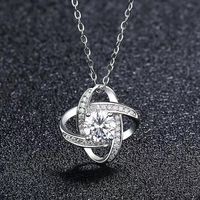 Simple Style Round Stainless Steel Hollow Out Diamond Earrings Necklace main image 6