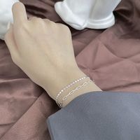 Fashion Solid Color Silver Layered Plating Bracelets 1 Piece main image 5
