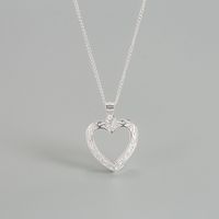 Fashion Heart Shape Silver Plating Hollow Out Pendant Necklace 1 Piece sku image 1