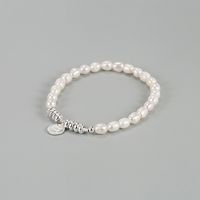 Fashion Round Letter Silver Pearl Bracelets 1 Piece main image 5