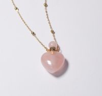 Korean Style Heart Shape Perfume Bottle Crystal Metal Pendant Necklace 1 Piece sku image 1