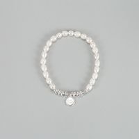 Fashion Round Letter Silver Pearl Bracelets 1 Piece main image 4