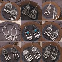 1 Pair Ethnic Style Tassel Flower Alloy Plating Hollow Out Women's Drop Earrings main image 1