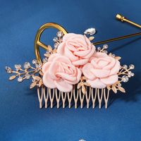Rétro Rose Strass Incruster Diamant Artificiel Peignes À Cheveux 1 Pièce main image 1