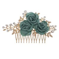 Retro Rose Rhinestone Inlay Artificial Diamond Hair Combs 1 Piece sku image 1