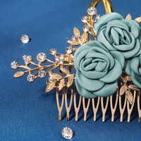 Rétro Rose Strass Incruster Diamant Artificiel Peignes À Cheveux 1 Pièce main image 2