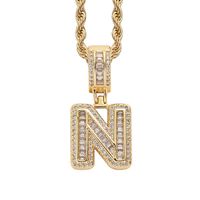 Simple Style Letter Copper Inlay Zircon Pendant Necklace 1 Piece sku image 25