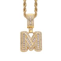 Simple Style Letter Copper Inlay Zircon Pendant Necklace 1 Piece sku image 24