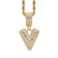 Simple Style Letter Copper Inlay Zircon Pendant Necklace 1 Piece sku image 41