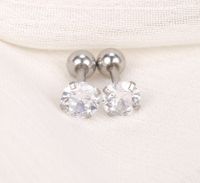 Simple Style Round Heart Shape Stainless Steel Inlay Artificial Diamond Ear Studs 1 Pair main image 2
