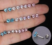 Simple Style Round Heart Shape Stainless Steel Inlay Artificial Diamond Ear Studs 1 Pair main image 3
