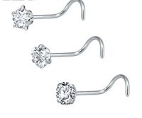 Fashion Round Star Heart Shape Stainless Steel Inlay Zircon Nose Studs 3 Pieces main image 4