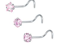 Fashion Round Star Heart Shape Stainless Steel Inlay Zircon Nose Studs 3 Pieces main image 3