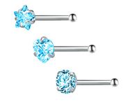 Fashion Round Star Heart Shape Stainless Steel Inlay Zircon Nose Studs 3 Pieces sku image 4