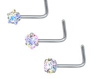 Fashion Round Star Heart Shape Stainless Steel Inlay Zircon Nose Studs 3 Pieces sku image 12