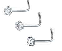 Fashion Round Star Heart Shape Stainless Steel Inlay Zircon Nose Studs 3 Pieces sku image 9
