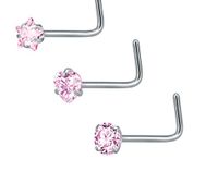 Fashion Round Star Heart Shape Stainless Steel Inlay Zircon Nose Studs 3 Pieces sku image 10