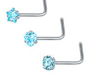 Fashion Round Star Heart Shape Stainless Steel Inlay Zircon Nose Studs 3 Pieces sku image 11