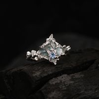 Fashion Rhombus Sterling Silver Epoxy Zircon Open Ring 1 Piece main image 5