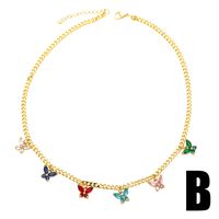 Fashion Butterfly Copper Inlay Zircon Necklace 1 Piece sku image 2