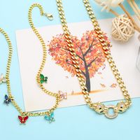 Fashion Butterfly Copper Inlay Zircon Necklace 1 Piece main image 3