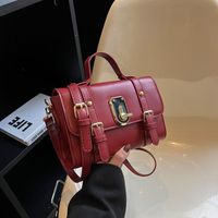 Women's Mini Spring&summer Pu Leather Solid Color Fashion Square Zipper Lock Clasp Handbag main image 4