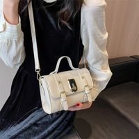Women's Mini Spring&summer Pu Leather Solid Color Fashion Square Zipper Lock Clasp Handbag main image 1