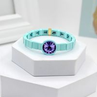 1 Piece Fashion Round Alloy Beaded Stoving Varnish Inlay Artificial Crystal Women's Bracelets sku image 7