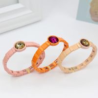 1 Piece Fashion Round Alloy Beaded Stoving Varnish Inlay Artificial Crystal Women's Bracelets main image 3