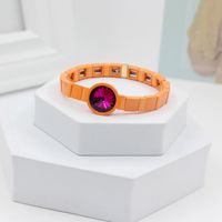 1 Piece Fashion Round Alloy Beaded Stoving Varnish Inlay Artificial Crystal Women's Bracelets sku image 9