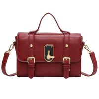 Women's Mini Spring&summer Pu Leather Solid Color Fashion Square Zipper Lock Clasp Handbag sku image 3
