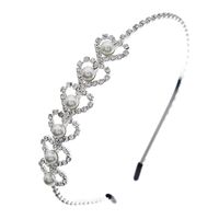 Elegant Herzform Metall Inlay Künstliche Perlen Strasssteine Haarband 1 Stück main image 3