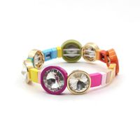 1 Piece Fashion Round Colorful Alloy Enamel Beaded Stoving Varnish Inlay Zircon Women's Bracelets sku image 2