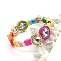 1 Piece Fashion Round Colorful Alloy Enamel Beaded Stoving Varnish Inlay Zircon Women's Bracelets main image 4