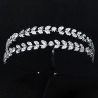 Fashion Leaf Metal Inlay Pearl Zircon Hair Band 1 Piece main image 5