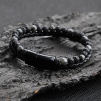 1 Piece Fashion Round Pu Leather Alloy Beaded Plating Women's Bracelets main image 2