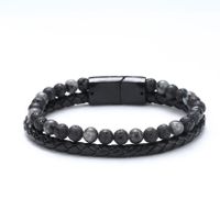 1 Pieza Moda Ronda Cuero Sintético Aleación Con Cuentas Enchapado Mujeres Pulsera sku image 3