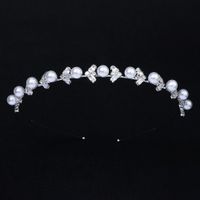 Fashion Leaf Metal Inlay Pearl Zircon Hair Band 1 Piece sku image 2