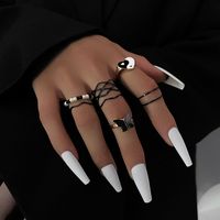 8 Piezas Estilo Simple Chisme Mariposa Aleación Cuenta De Semillas Esmalte Mujeres Anillos main image 1